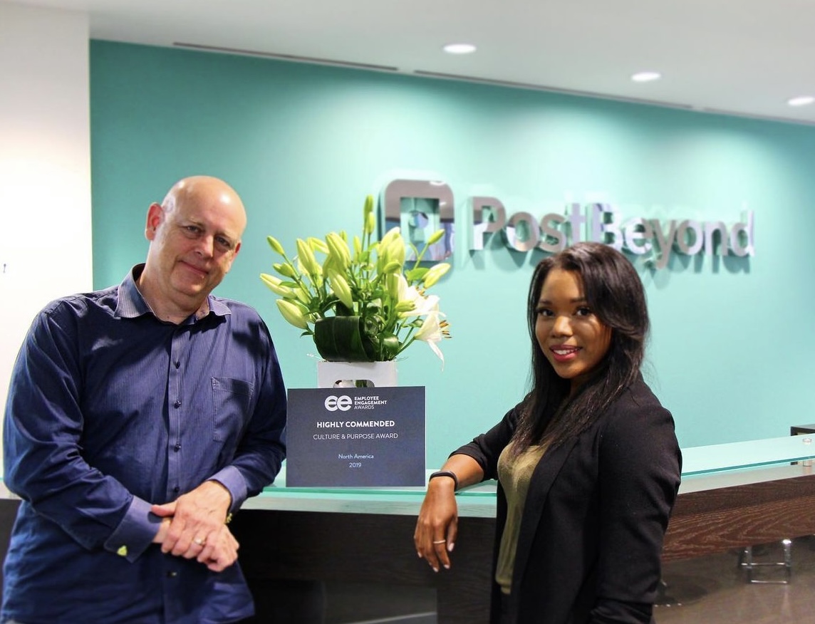 Shawna Stewart with the Employee Engagement Awards Culture & Purpose recognition at PostBeyond