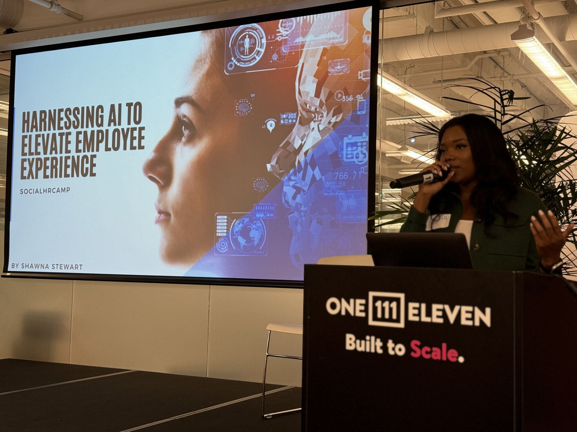 Shawna Stewart presenting Harnessing AI to Elevate Employee Experience