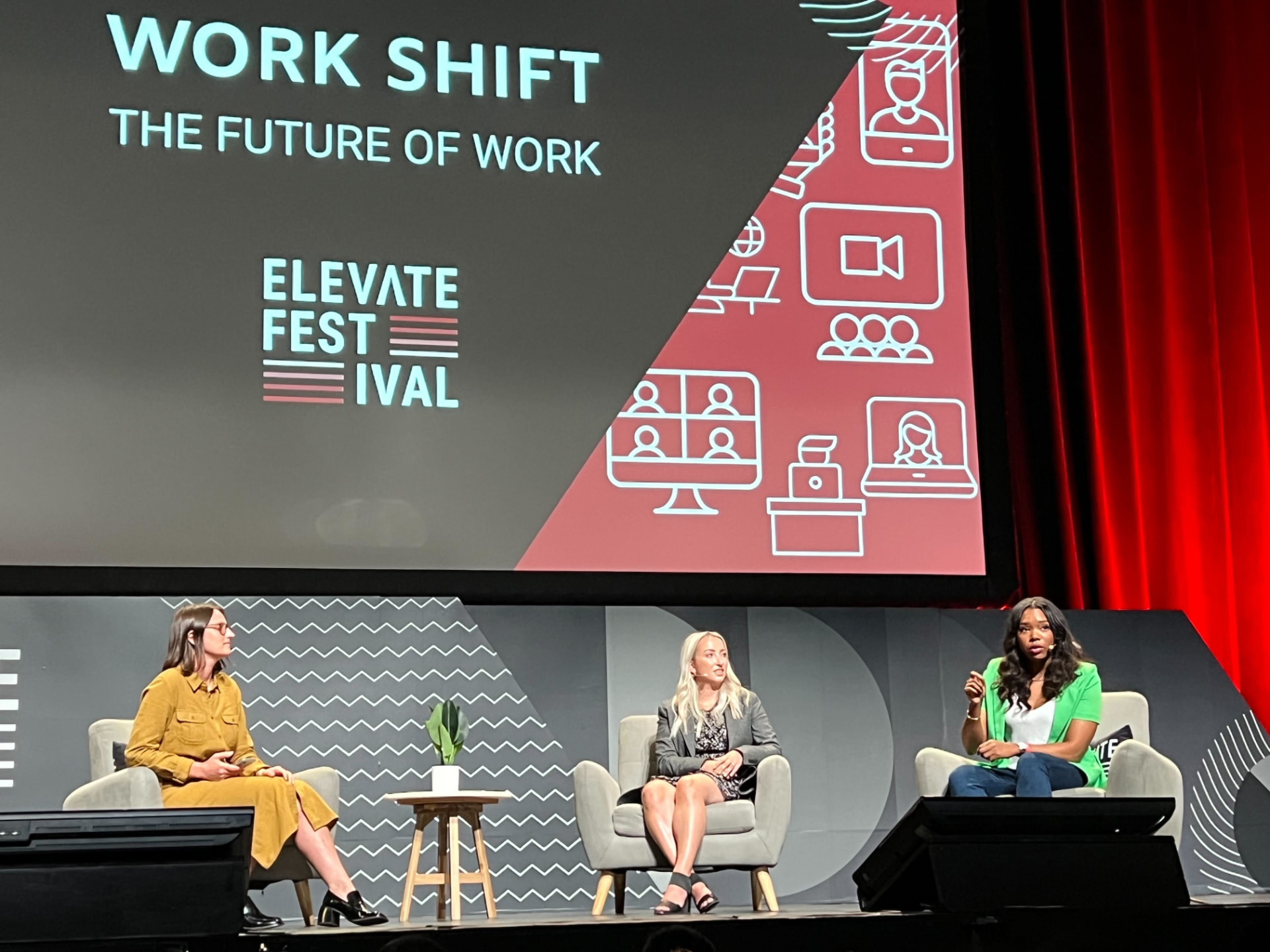 Shawna Stewart speaking on the Work Shift stage at Elevate Festival